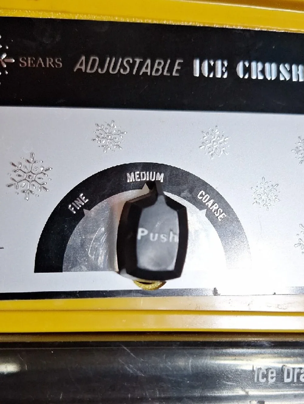 Sears Antique Yellow Adjustable Ice Crusher